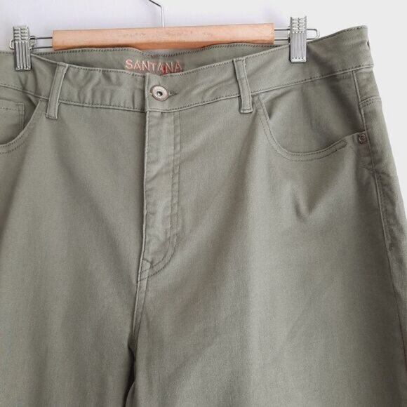 SANTANA JEANS Tummy Control Cropped Casual Capri Pants Green Sz 16 - Picture 5 of 13